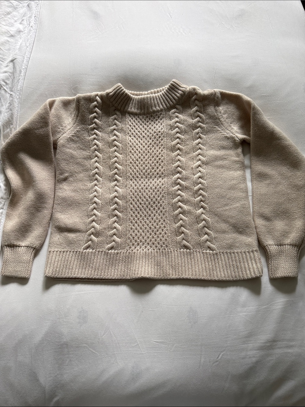 Joie Cable Knit Crewneck Sweater - Cream